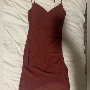 A cute burgundy mini dress